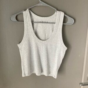 American Eagle Outfitters Light Gray Ribbed Scoop Tank